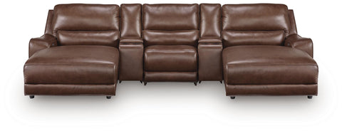 Sofá seccional reclinable DeepWakes de 5 piezas con chaise longue doble y consolas de almacenamiento