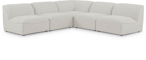 Miramar 104" Linen Textured Fabric Upholstered 5pc. Modular Sectional