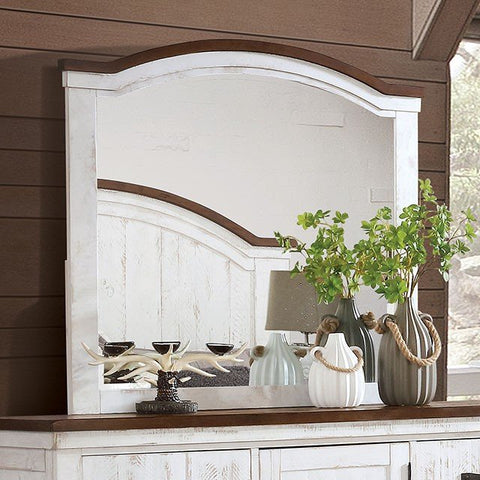 Alyson Mirror - Distressed White/Walnut