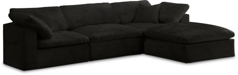 Cozy 119" Velvet Upholstered Overstuffed Fiber Filled Comfort Comfort 4pc. Modular Sectional