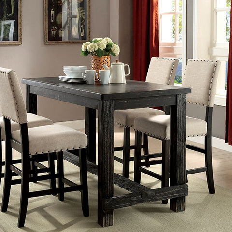 Sania 4 Pc Counter Ht Table Set w/ Bench - Antique Black