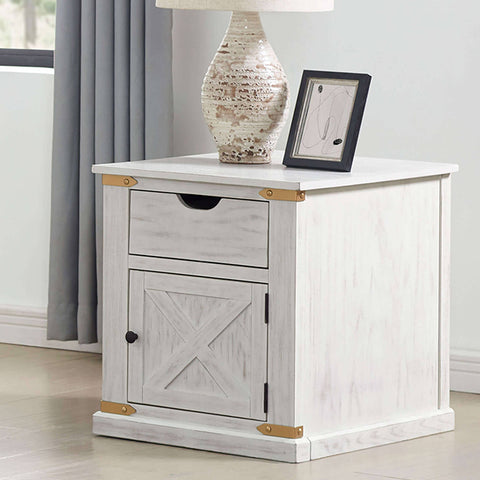Bacerra End table - Antique White/Gold
