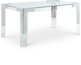 Casper 60" Glass Top, Acrylic And Steel Base Dining Table