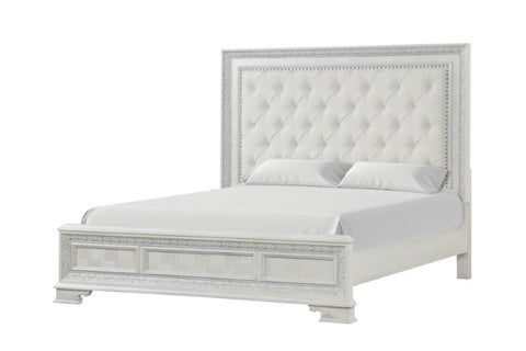 Juego de dormitorio tapizado Stella Mia de 5 piezas - blanco cremoso