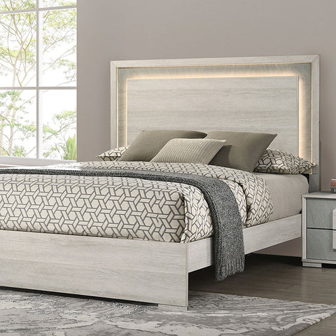Juego de dormitorio Lincolt de 5 piezas - lavado blanco/gris piedra
