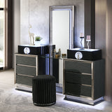 Noire Vanity Set w/ Stool - Charcoal/Black