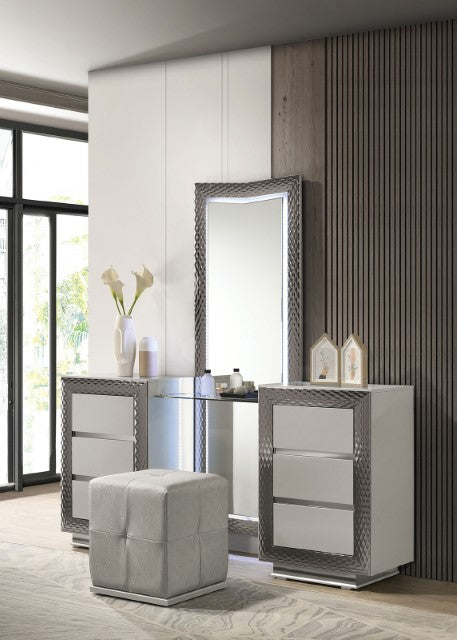 Tocador Ventnor con taburete - gris