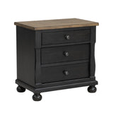 Neue Mills 3-Drawer Nightstand - Farmhouse Black/Rustic Oak