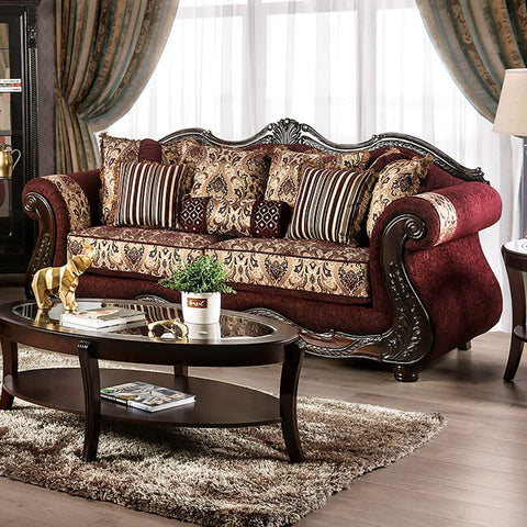 Matteo Sofa - Burgundy/Brown