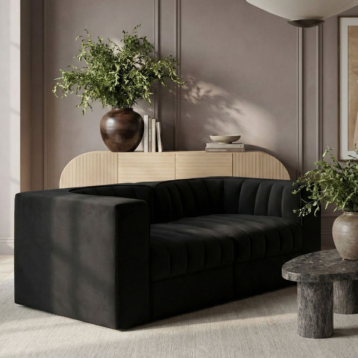 Rummi 68" Velvet Performance Fabric Upholstered 2pc. Modular Sofa