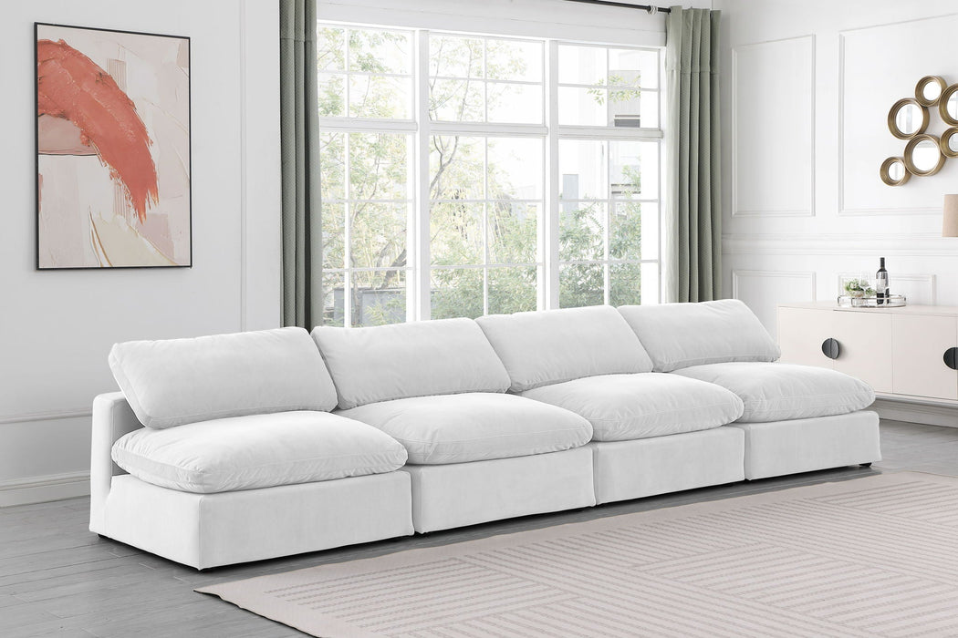 Comfy 156" Velvet Upholstered 4pc. Armless Modular Sofa