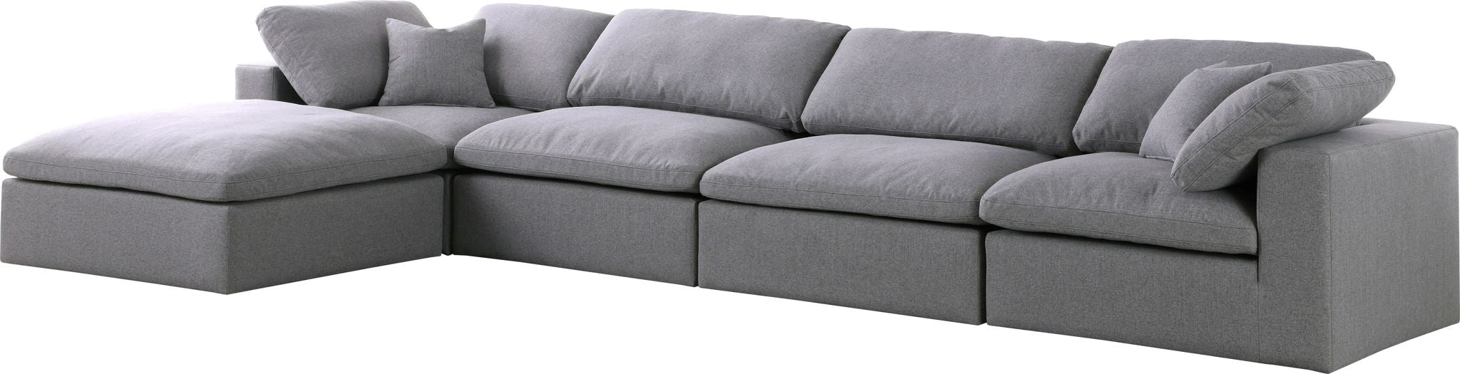 Serene 158" Linen Textured Fabric Upholstered Deluxe Comfort 5pc. Modular Sectional