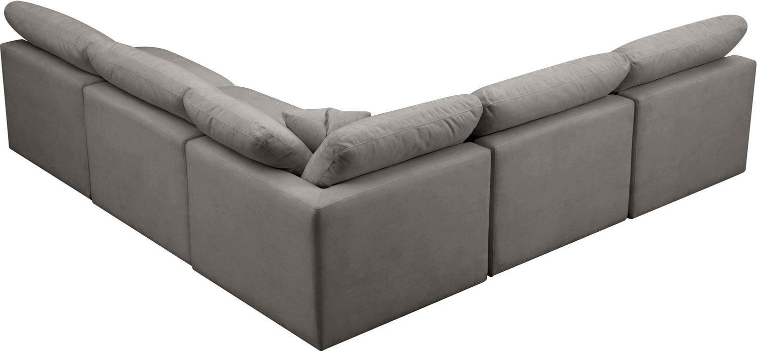 Plush 140" Velvet Upholstered Standard Comfort 5pc. Modular Sectional