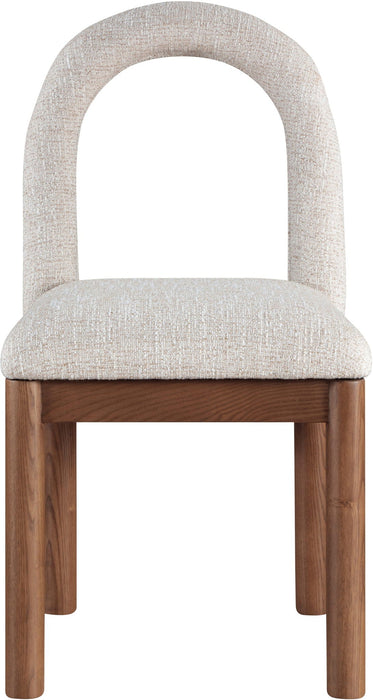 Silla de comedor tapizada de tela con textura de lino Conrad