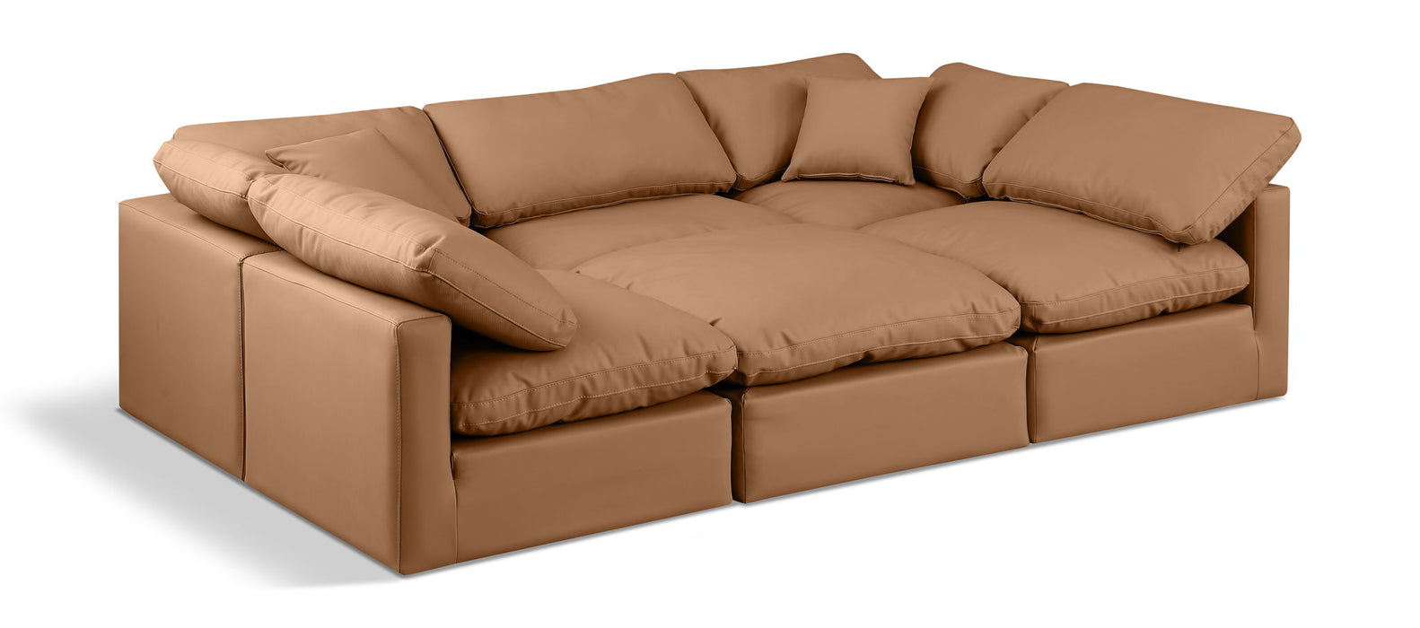 Indulge 105" Vegan Leather Upholstered 6pc. Modular Sectional