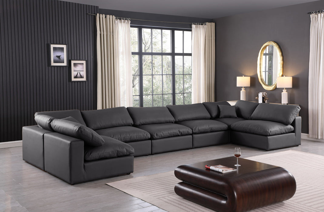 Comfy 197" Vegan Leather Upholstered 7pc. Modular Sectional