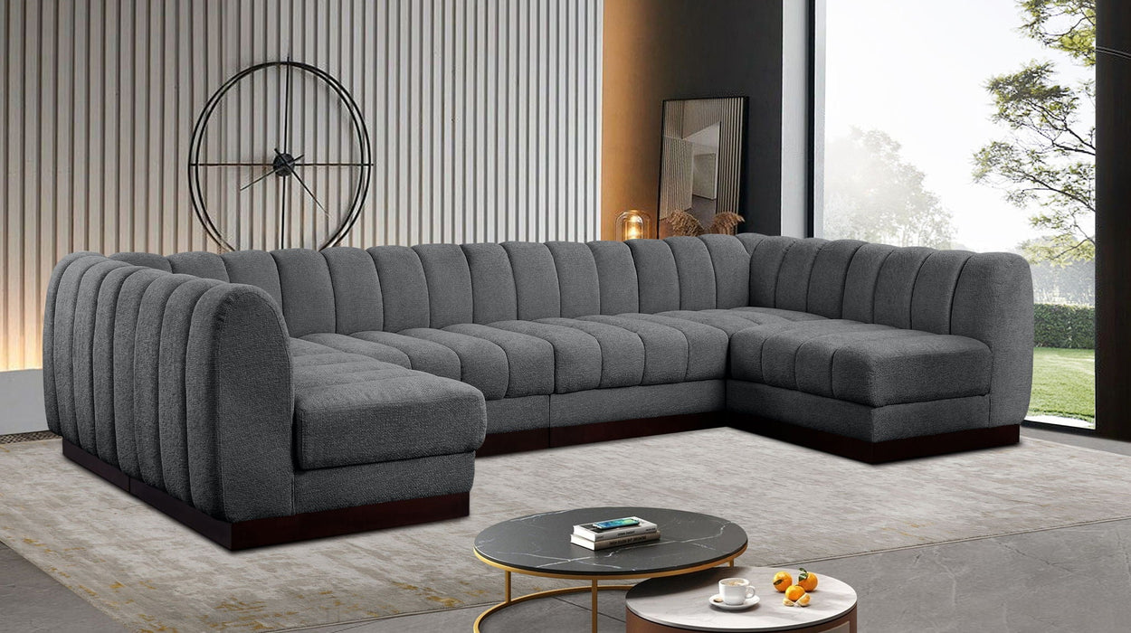 Quinn 133" Chenille Fabric Upholstered 6pc. Modular Sectional