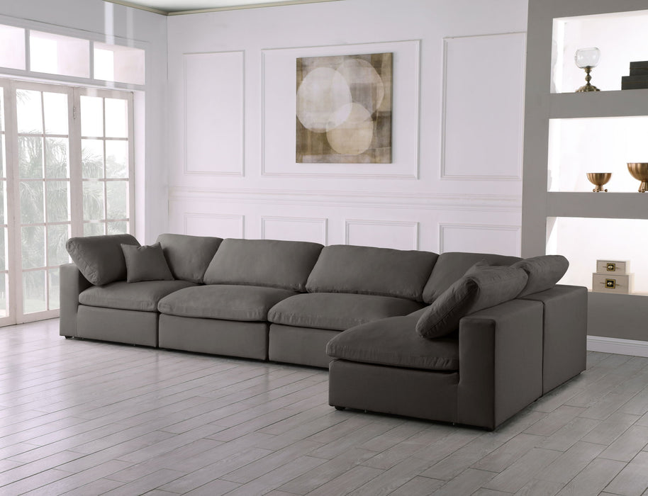 Plush 105" Velvet Upholstered Standard Comfort 5pc. Modular Sectional