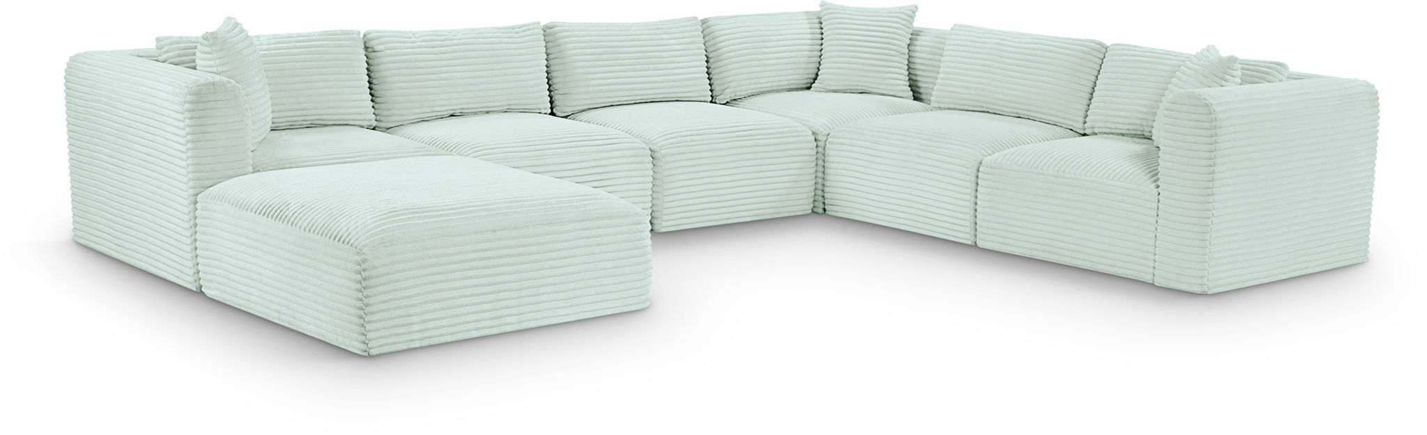 Shaggy 140" Corduroy Performance Fabric Upholstered Modular Sectional
