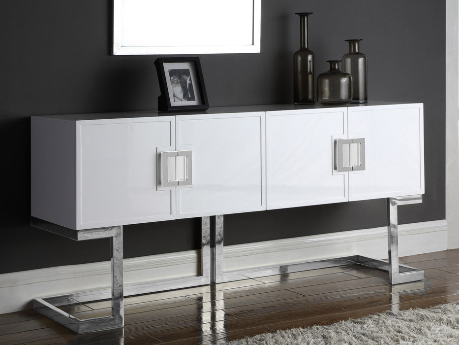 Beth Lacquer Finish And Stainless Steel Base Buffet / Console Table