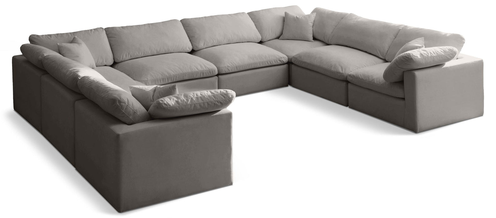 Plush 140" Velvet Upholstered Standard Comfort 8pc. Modular Sectional