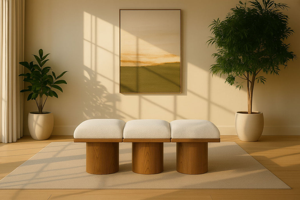 Pavilion Boucle Fabric Upholstered 3pc. Modular Bench