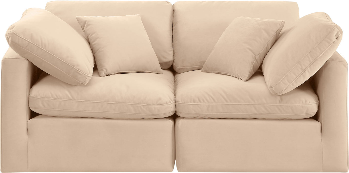 Loveseat modular tapizado de terciopelo Indulge de 70" de 2 piezas