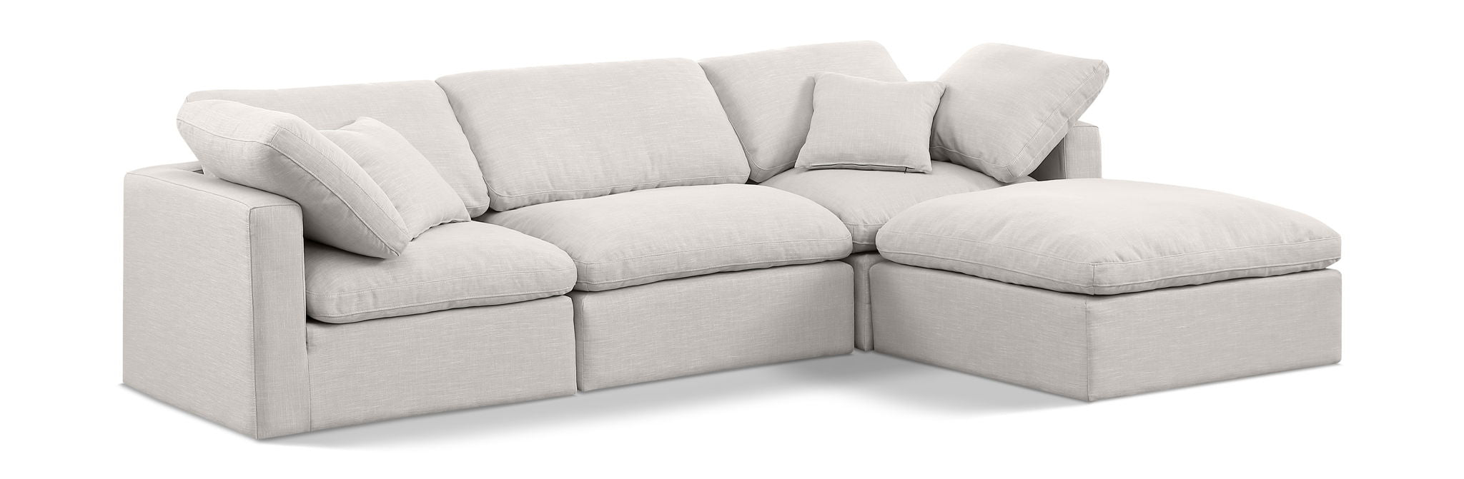 Indulge 105" Linen Textured Fabric Upholstered 4pc. Modular Sectional