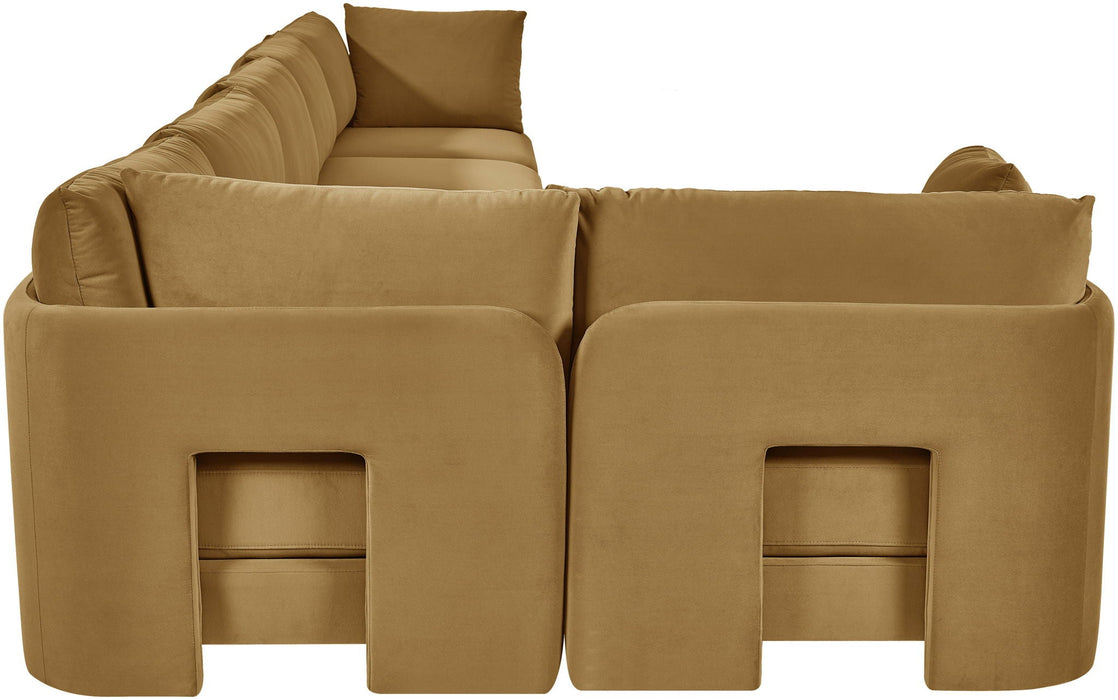 Hammond 185" Velvet Performance Fabric Upholstered 6pc. Modular Sectional