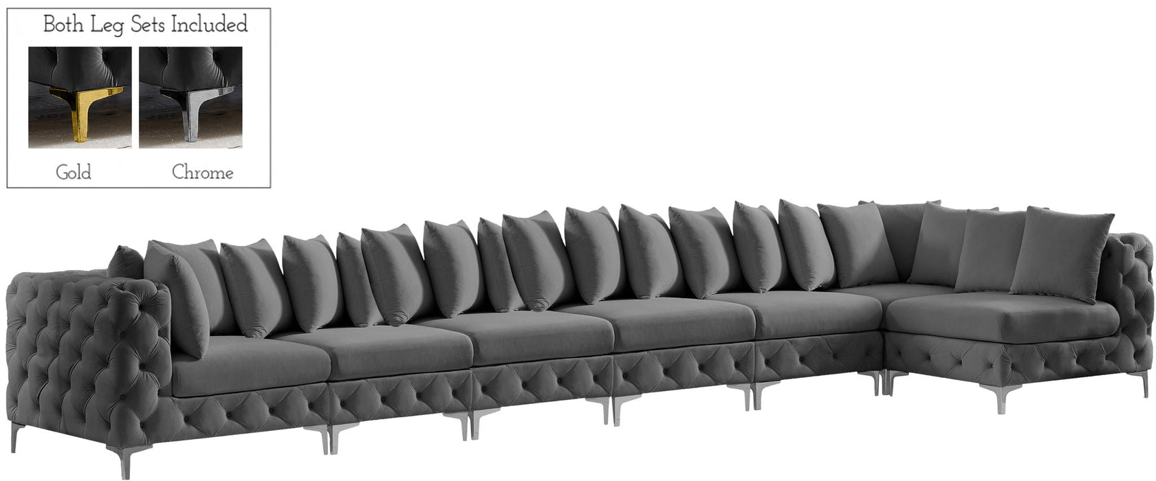 Tremblay 169" Velvet Upholstered 7pc. Modular Sectional