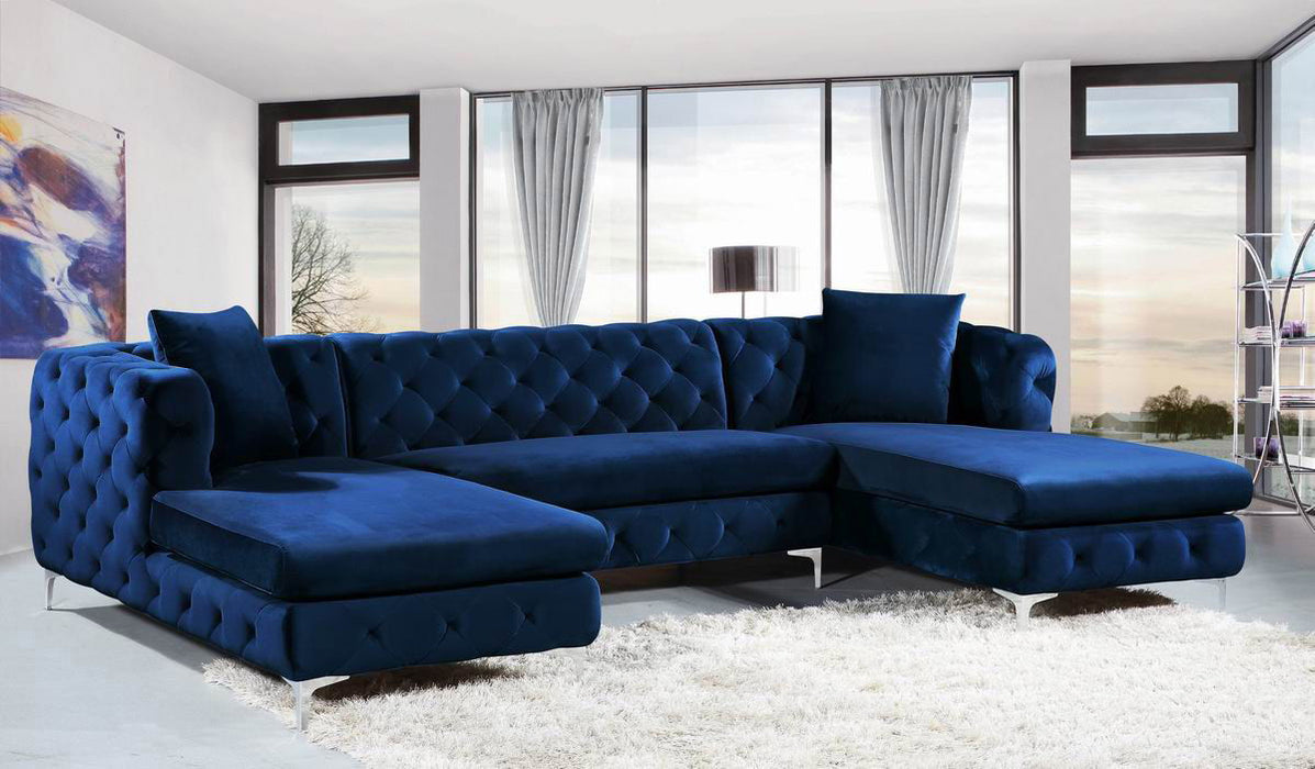 Gail 127" Velvet Upholstered 3pc. Sectional