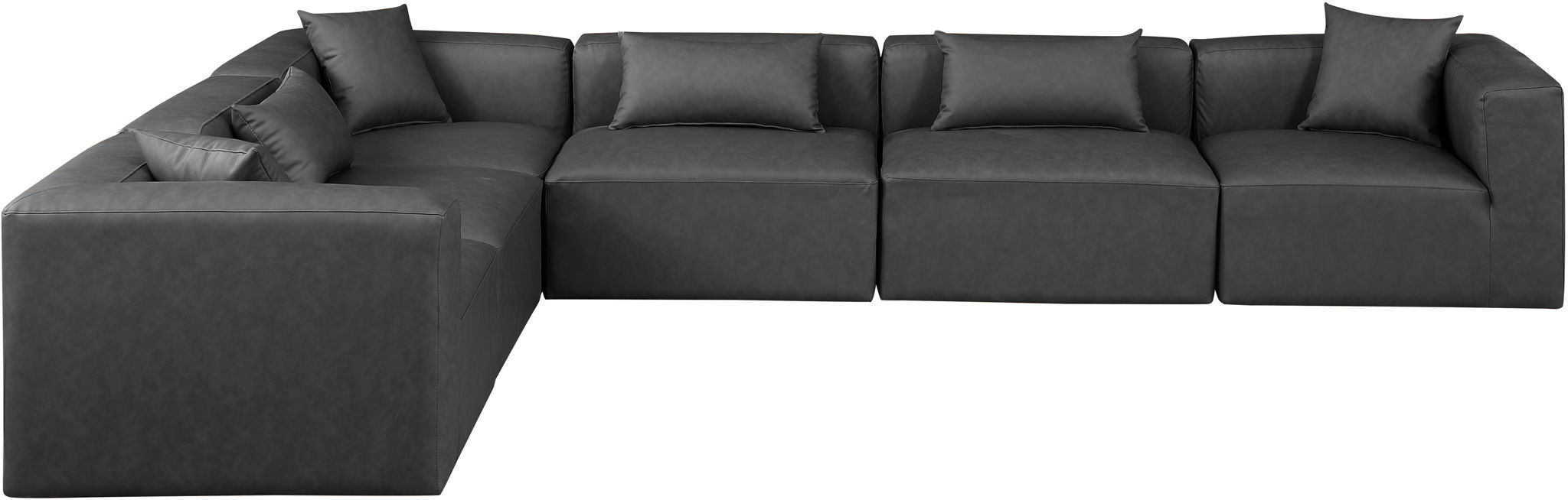 Cube 144" Vegan Leather Upholstered 6pc. Modular Sectional