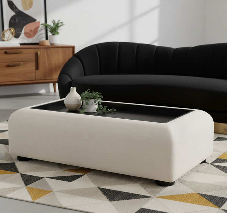 Diana Linen Textured Fabric And Wood Coffee Table