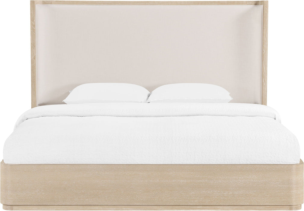 Tiberio Solid Wood And Linen Textured Fabric Bed