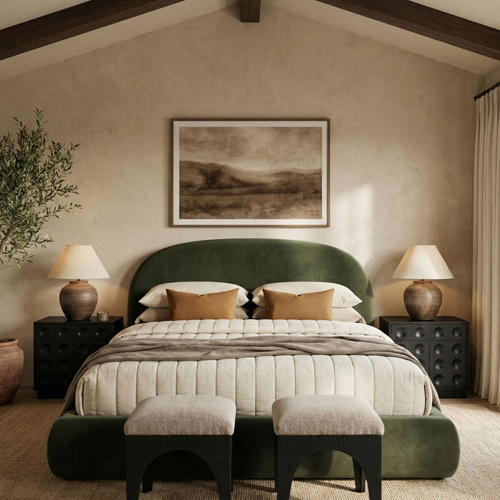 Cama tapizada de terciopelo Celine