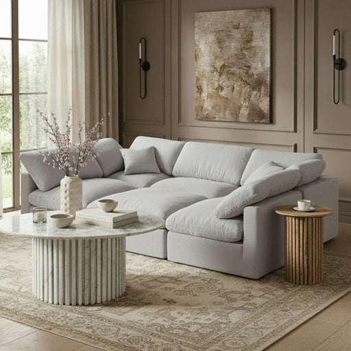 Indulge 105" Linen Textured Fabric Upholstered 6pc. Modular Sectional