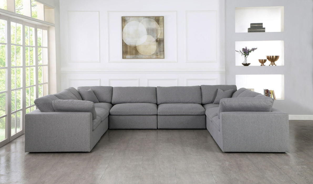 Serene 158" Linen Textured Fabric Upholstered Deluxe Comfort 8pc. Modular Sectional