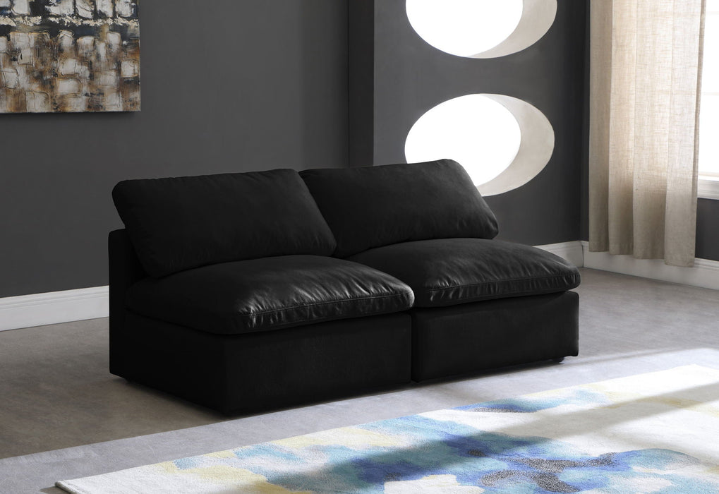 Plush 70" Velvet Upholstered Standard Comfort 2pc. Armless Modular Loveseat