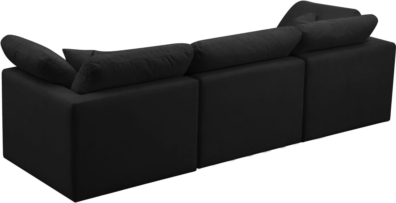 Plush 105" Velvet Upholstered Standard Comfort 3pc. Modular Sofa