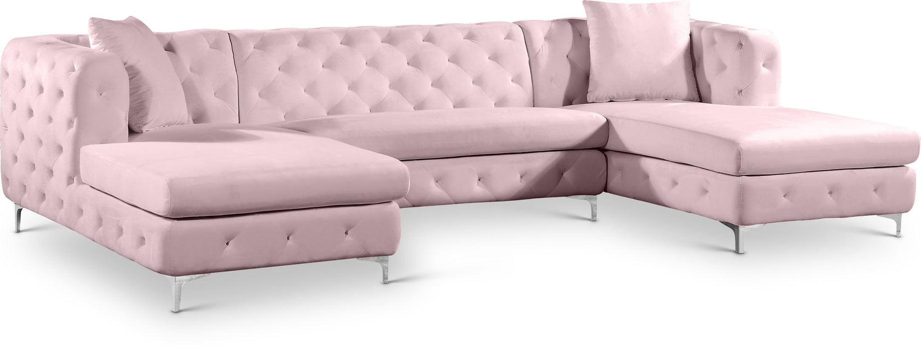 Gail 127" Velvet Upholstered 3pc. Sectional