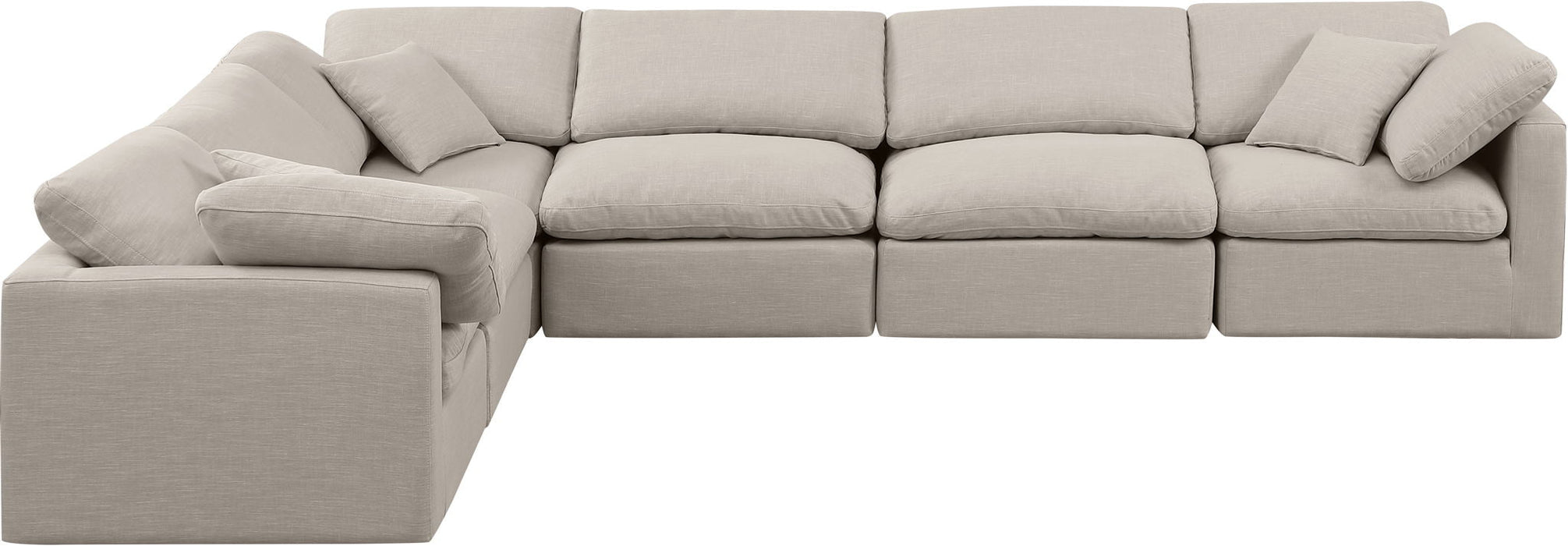 Indulge 140" Linen Textured Fabric Upholstered 6pc. Modular Sectional