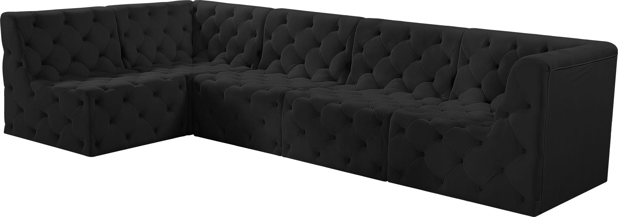 Seccional modular tapizado de terciopelo Tuft de 93" de 5 piezas