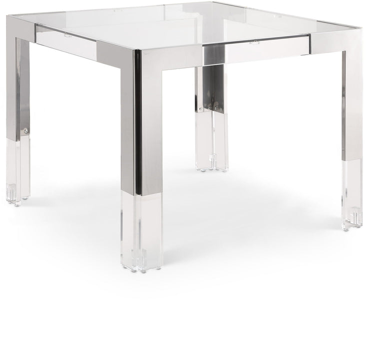 Casper 38" Glass Top, Acrylic And Steel Base Dining / Game Table