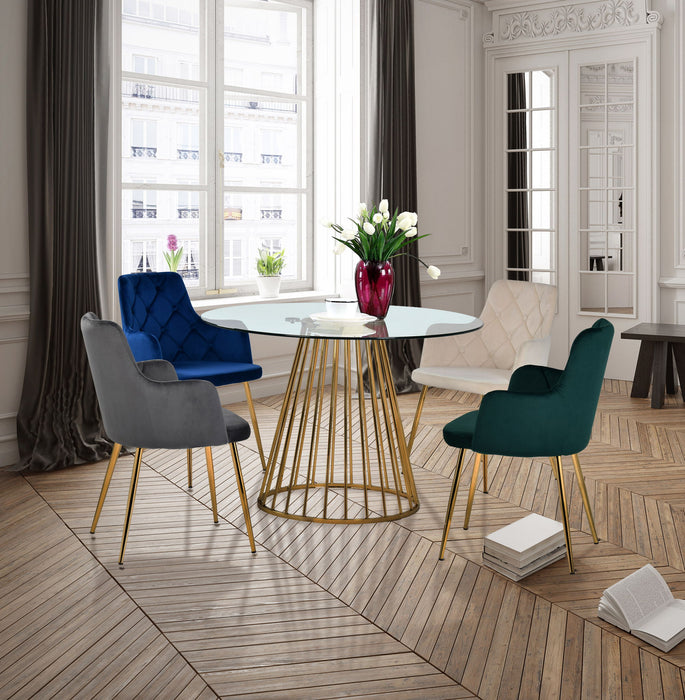 Mesa de comedor con cubierta de vidrio con base de acero Gio de 48"
