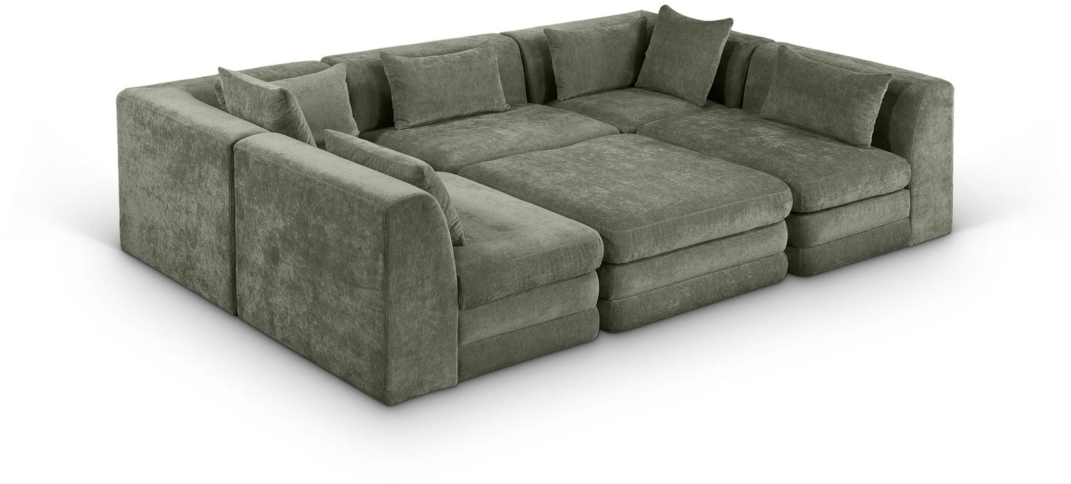 Stellar 114" Chenille Fabric Upholstered 6Pc. Modular Sectional