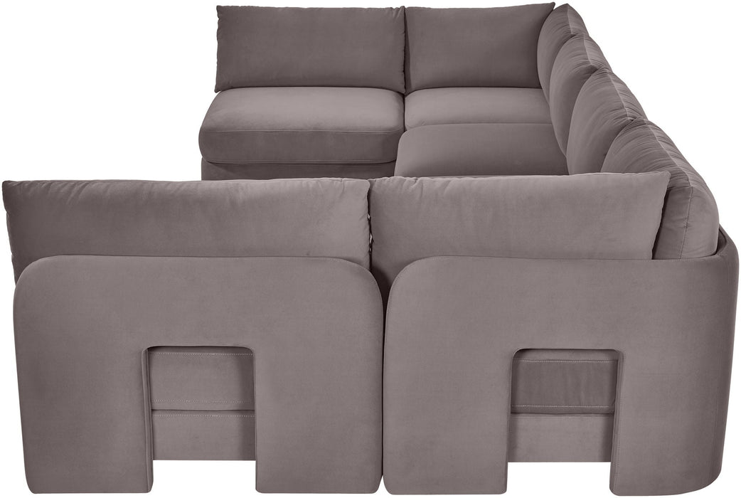 Hammond 148" Velvet Performance Fabric Upholstered 6pc. Modular Sectional