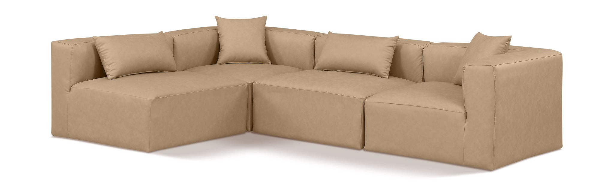 Cube 108" Vegan Leather Upholstered 4pc. Modular Sectional