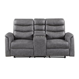 Metric Double Glider Reclining Love Seat with Center Console (8360GRY)