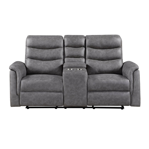 Metric Double Glider Reclining Love Seat with Center Console (8360GRY)