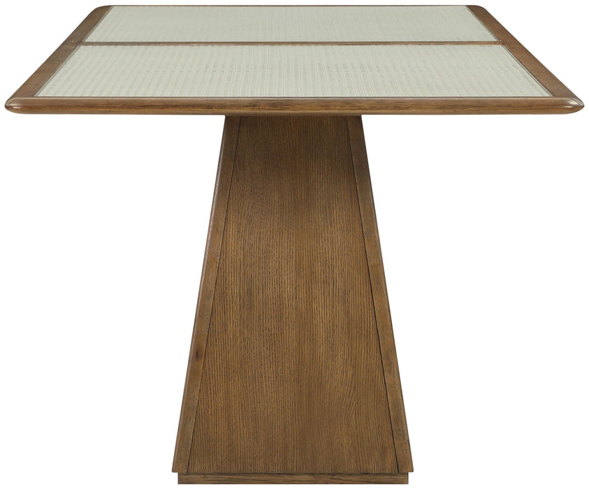 Atrium 36" Glass And Cane Top With Solid Wood Base Bar Height Table